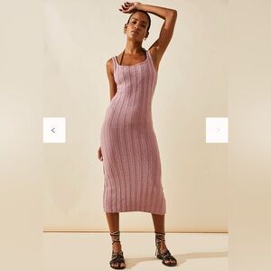 FREE PEOPLE FP BEACH Santos Sweater Midi Dress Mountain Flower Lilac Purple XS